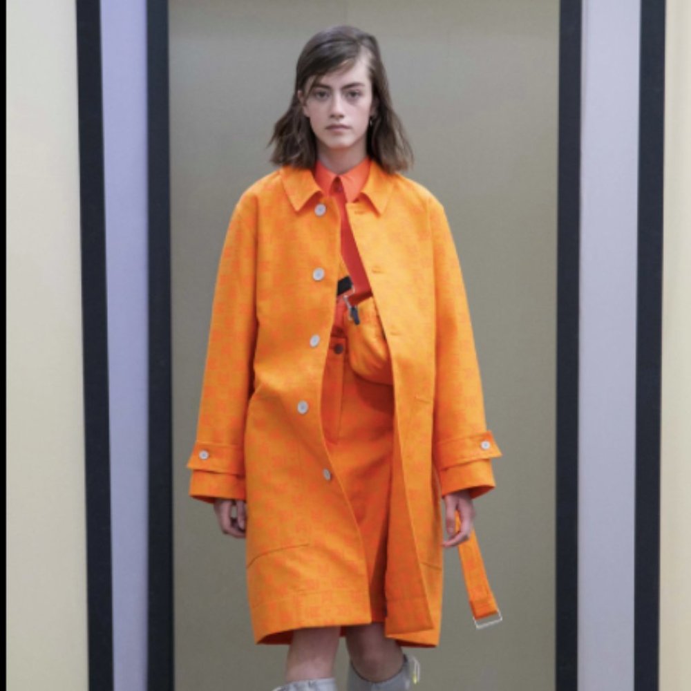 Maison Kitsune Topstitched Shirt in Orange